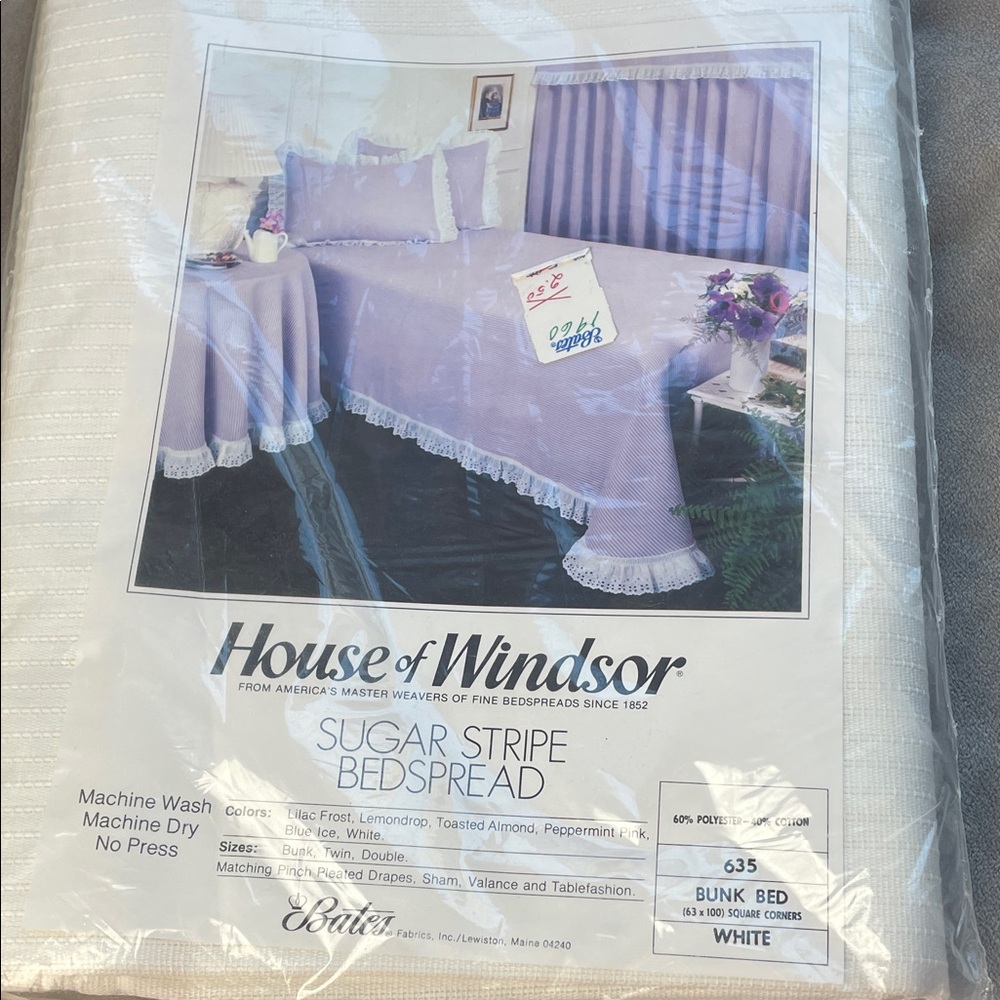 Vintage Bates House of Windsor Sugar Stripe Bedspread White